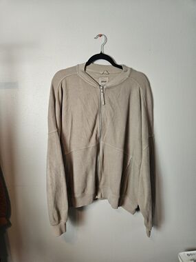 aerie Womens Zip-Up Sweatshirt in Light Beige